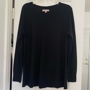 Banana Republic Fine Merino Wool Classic Black Long Sleeve Tunic Sweater